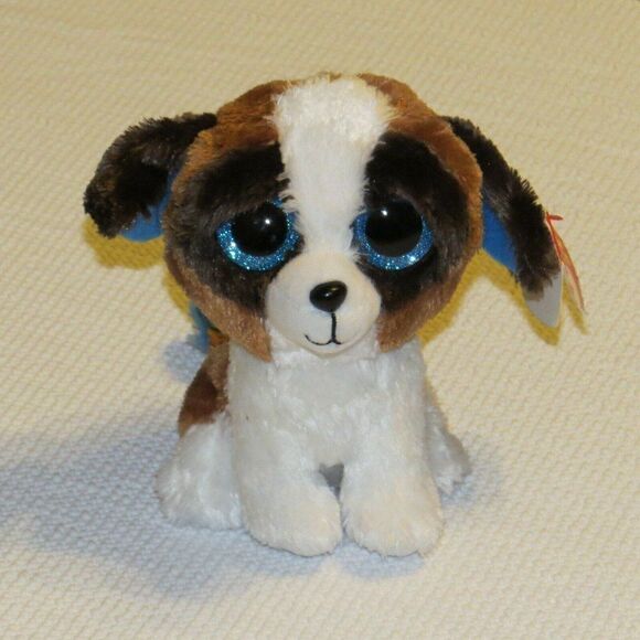 TY Beanie Boos Duke The St. Bernard  Dog 6" Plush TY Silk Big Blue Glitter Eyes - Picture 5 of 5